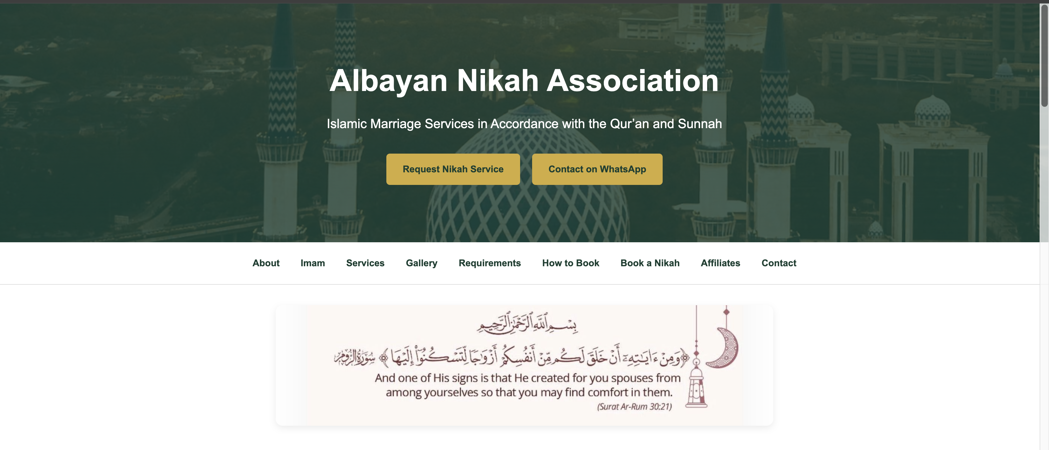 Albayan Nikah Association Website Screenshot