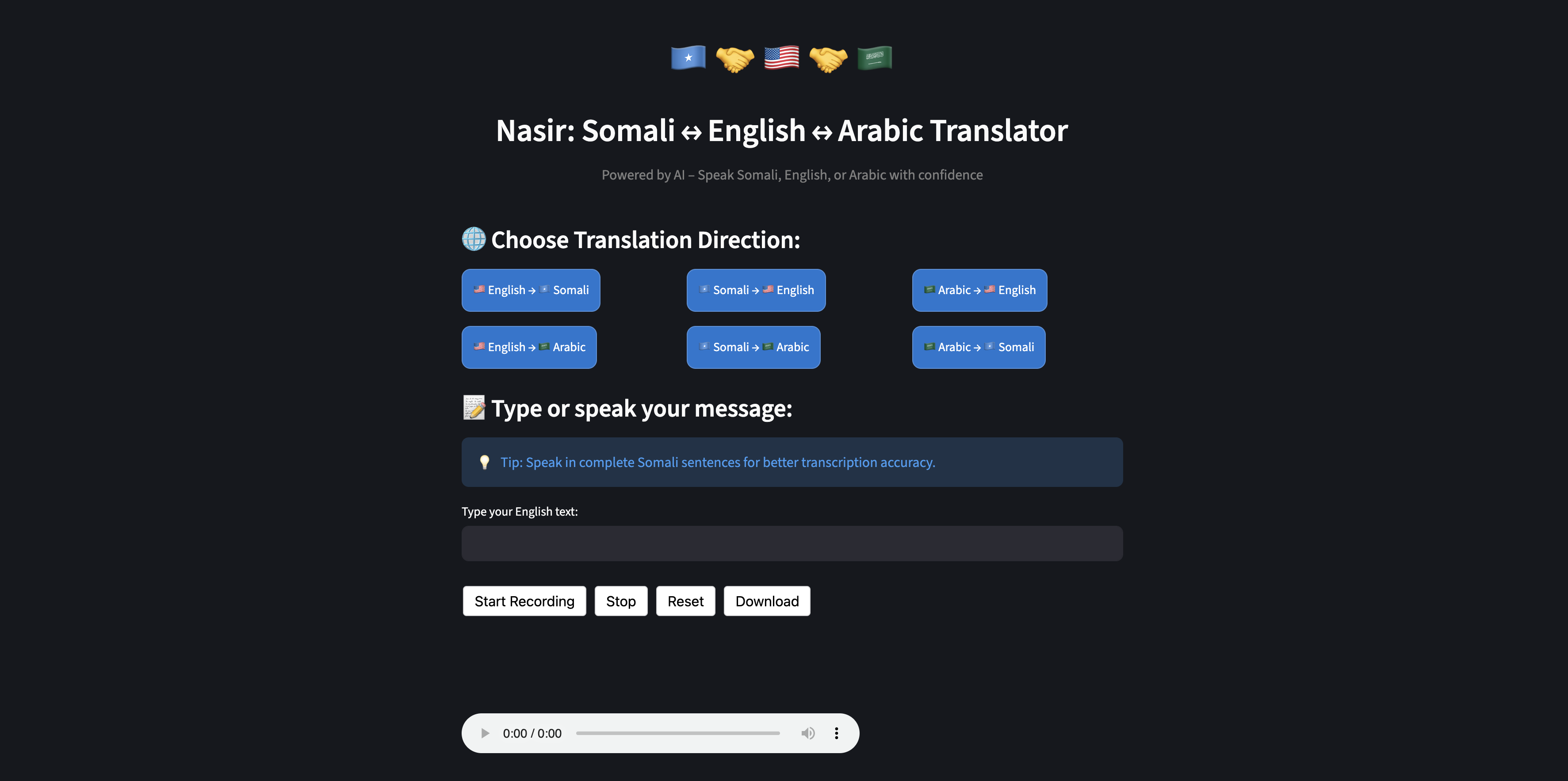 Nasir Translation App Screenshot