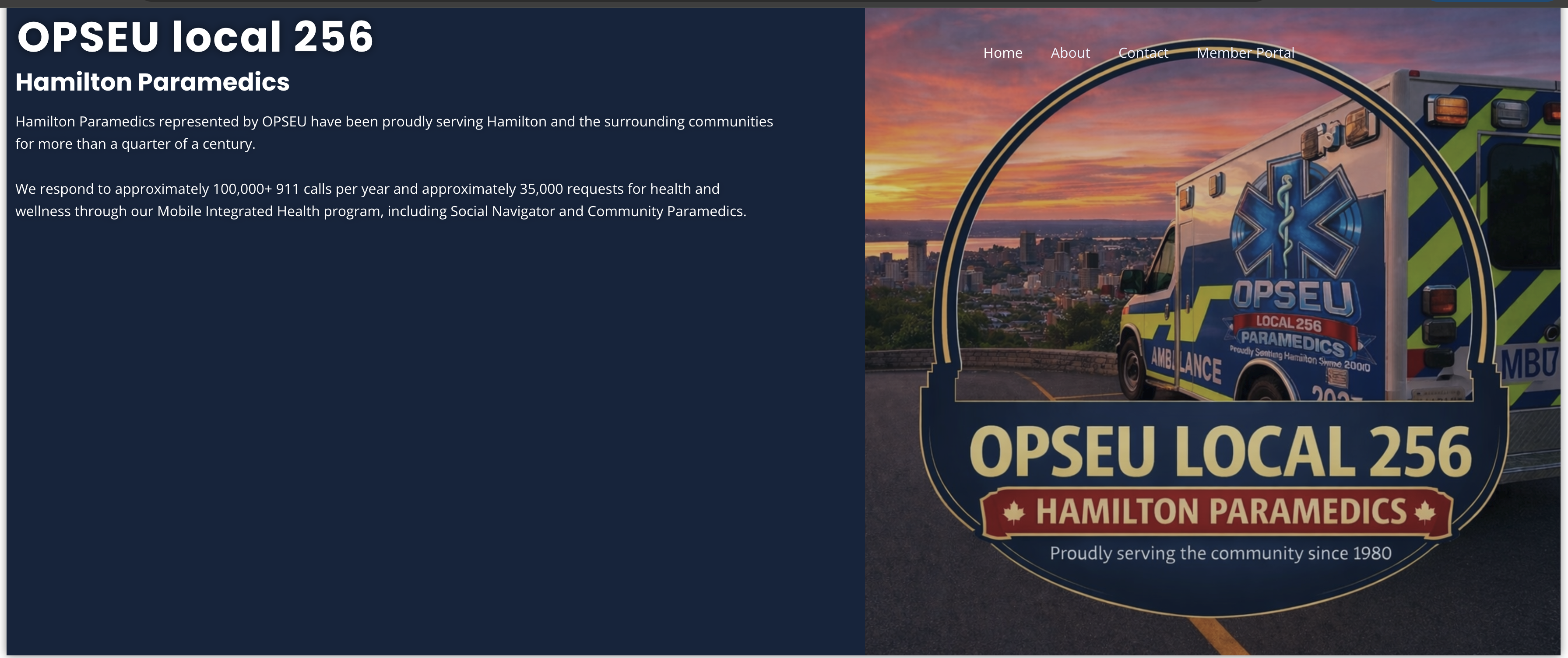 OPSEU Local 256 Hamilton Paramedics Website Screenshot
